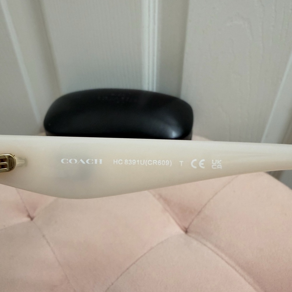 Coach Tabby Icon Milky White Oval Sunglasses - Picture 5 of 8